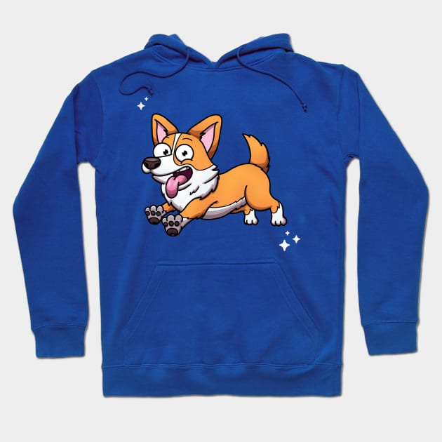 Cute Jumping Corgi Dog Hoodie by TheMaskedTooner